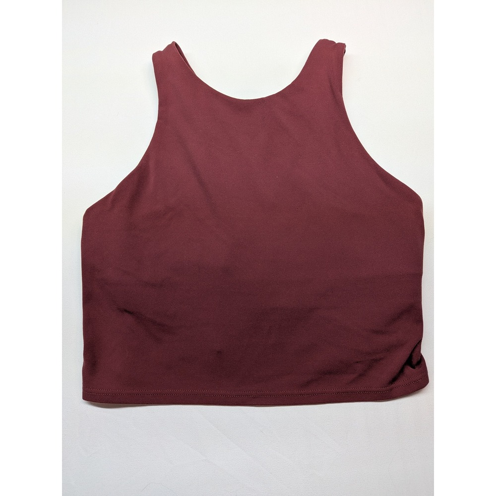 Athleta Conscious Crop Tank Top Burgundy Maroon High Neck Racerback XS